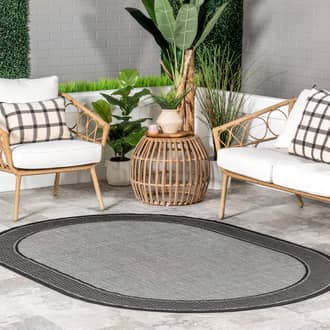 Monochrome Bordered Indoor/Outdoor Rug secondary image