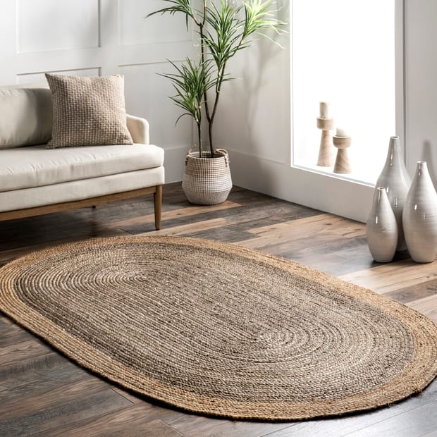 Maui Jute Simple Border Gray Rug