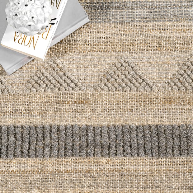 Cliff Valley Modern Striped Wool Beige Rug, Contemporary Striped Area Rug