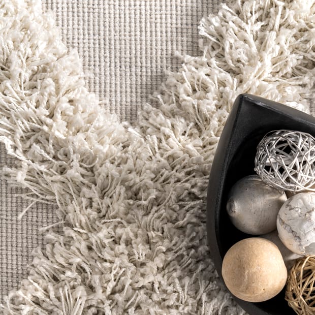Pristina Shaggy Diamond Trellis Ivory Rug