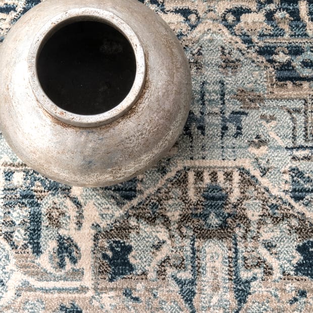 Edessa Tribal Medallion Dark Blue Rug