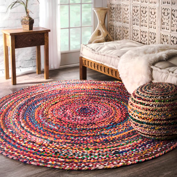 Chindi Bohemian Chindi Braided Multicolor Rug