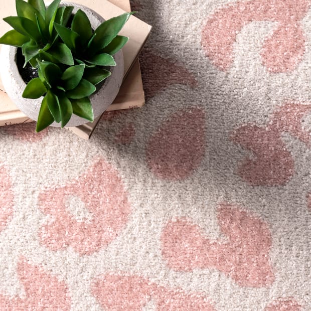 Bosphorus Coraline Leopard Printed Baby Pink Rug Bosphorus Coraline Leopard Printed Baby Pink Rug