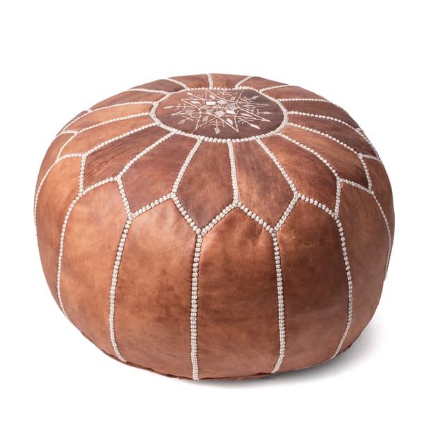 Avalon Faux Leather Pouf - Brown — Cam Rugs