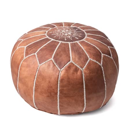 Shop Brown Moroccan Ottoman 14" H x 20" W x 20" D Round from RugsUSA on Openhaus