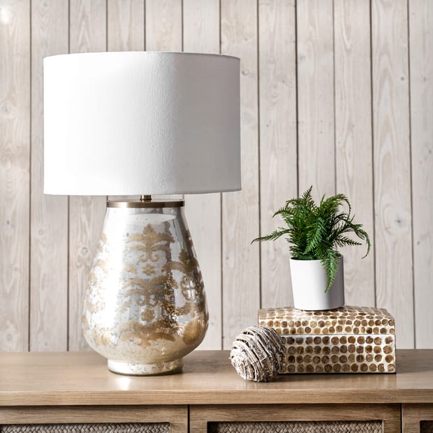 Glass Ivied Vessel Table Lamp Silver, 24 Inch Glass Table Lamp