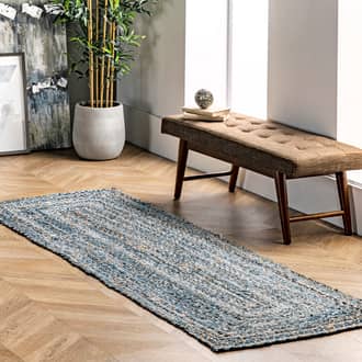 2' 6" x 10' Hand Braided Denim And Jute Interwoven Solid Rug secondary image