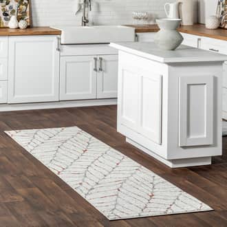 Beige Granite Jada Abstract Leaves rug - Contemporary Runner 2' 5in x 9' 6in