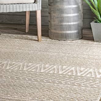 Beige Hyperion Textured Banded Indoor/Outdoor rug - Contemporary Runner 2' 6in x 12'