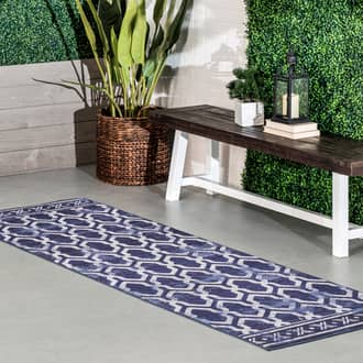 Blue Aquarian Megan Trellis Washable Indoor/Outdoor rug - Geometric Runner 2' 6in x 8'