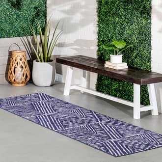 Blue Aquarian Suzy Trellis Washable Indoor/Outdoor rug - Farmhouse Runner 2' 6in x 8'
