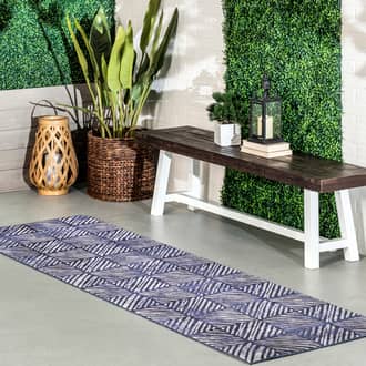 Blue Aquarian Johanna Tiled Washable Indoor/Outdoor rug - Contemporary Runner 2' 6in x 8'