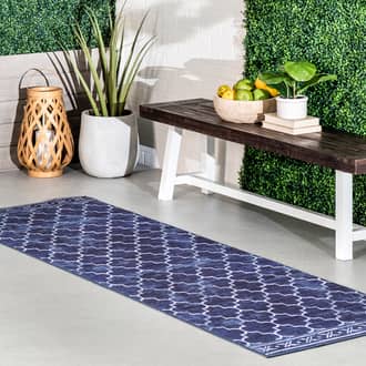 Blue Aquarian Isabelle Trellis Washable Indoor/Outdoor rug - Geometric Runner 2' 6in x 8'