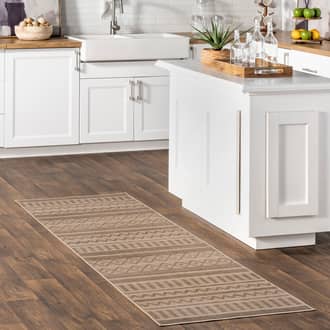 Natural Solasta Marcie Easy-Jute Washable Banded rug - Solid & Striped Runner 2' 6in x 8'