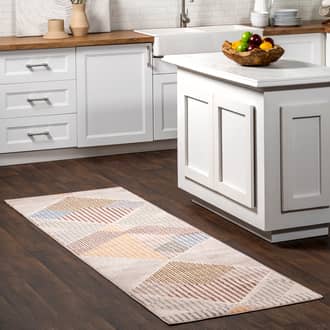 Beige Litho Karlie Diamond Collage rug - Contemporary Runner 2' 8in x 8'