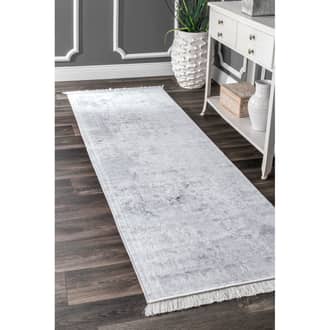 Silver Nightscape Fading Floral Fringe rug