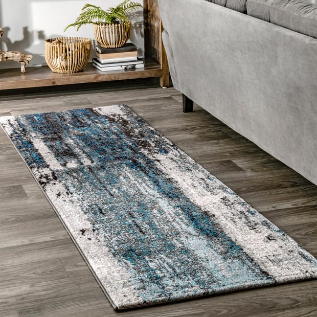Albina Winter Abstract Blue Rug, What Size Rug For 3×5 Dining Table