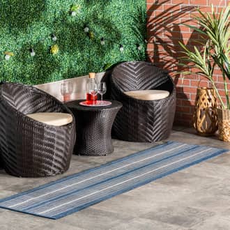Blue Tucana Bayadere Striped Indoor/Outdoor rug