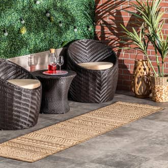Beige Tucana Striped Banded Indoor/Outdoor rug
