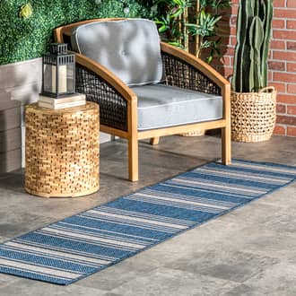 Blue Lauren Liess x Romy Striped Indoor/Outdoor rug