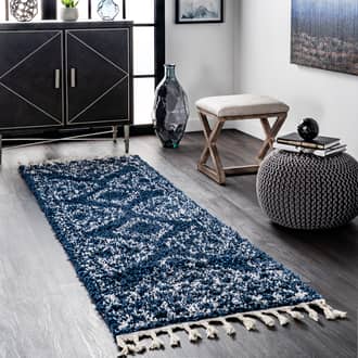 Blue Temara Moroccan Tasseled rug