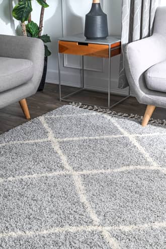 Gray Temara Moroccan Lattice Tassel rug