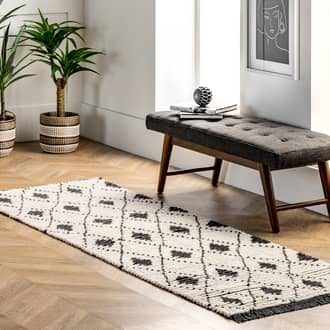 Beige Airydale Harlequin Trellis Tasseled rug