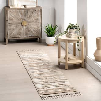 Beige Arvin Olano x Bing Shag rug - Contemporary Runner 2' x 8'