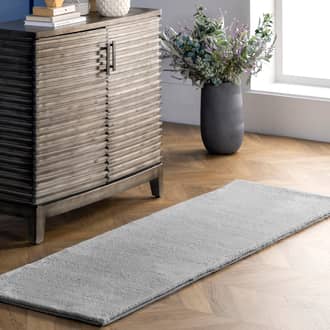 Light Gray Faux Angora Faux Rabbit Shag rug - Casuals Runner 2' 6in x 8'