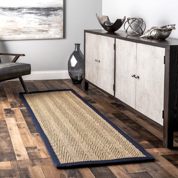 Maui Seagrass Herringbone Navy Rug