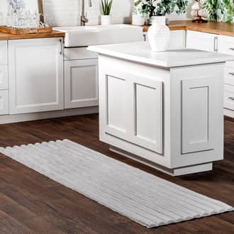 Silver Cloud Kris Washable Striped Faux Rabbit rug - Casuals Runner 2' 6in x 8'