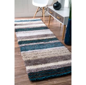 2' 6" x 12' Striped Shaggy Rug secondary image