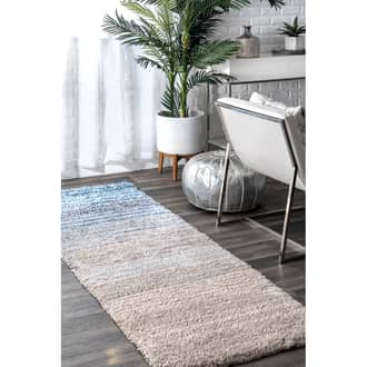 Blue Keno Striped Shaggy rug