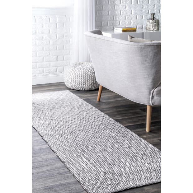 Chalet Diamond Cotton Check Flatwoven, Solid Color Area Rugs 10×14