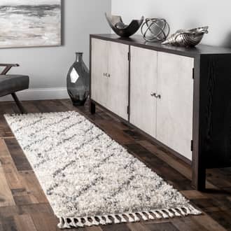 Ivory Kalin Diamond Moroccan Shag With Tassels rug