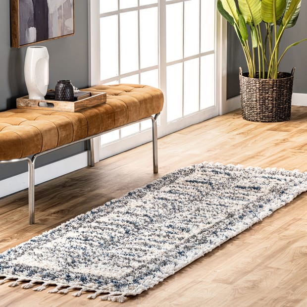 Kalin Centerline Shag With Tassels Blue Rug