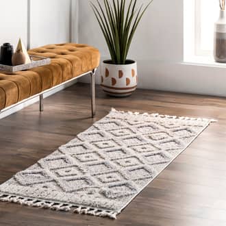 2' 6" x 10' Shaggy Checkered Tiles Tassel Rug secondary image