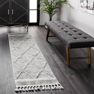 Grey Grooven Textured Cable Trellis Tassel rug