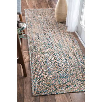 Blue Responsibly Handcrafted Hand Braided Twined Jute And Denim rug - Coastal Runner 2' 6in x 12'