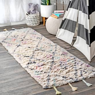 Off White Esther Pastel Diamonds Nursery rug - Contemporary Runner 2' 6in x 8'