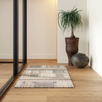 Beige Arvin Olano x Deco Striped Tile rug