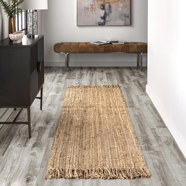 Responsibly Handcrafted Chunky Jute Tasseled Natural Rug