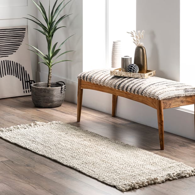 Maui Chunky Jute Tasseled Off White Rug