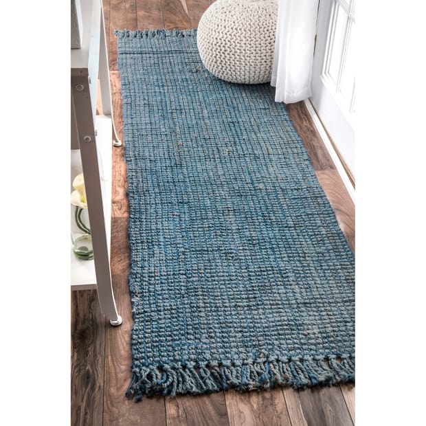 Maui Chunky Jute Tasseled Blue Rug