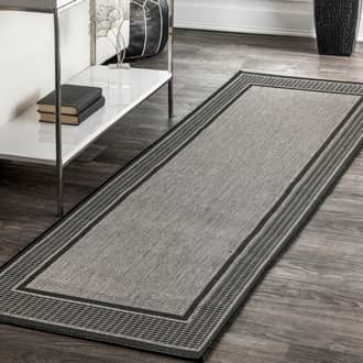 2' x 6' Monochrome Bordered Indoor/Outdoor Rug secondary image