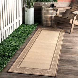 Beige Aperto Monochrome Bordered Indoor/Outdoor rug