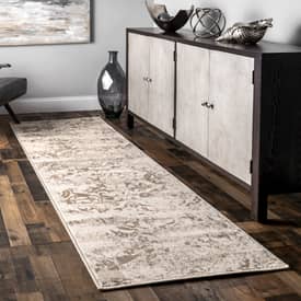 Beige Withered Floral Area Rug
