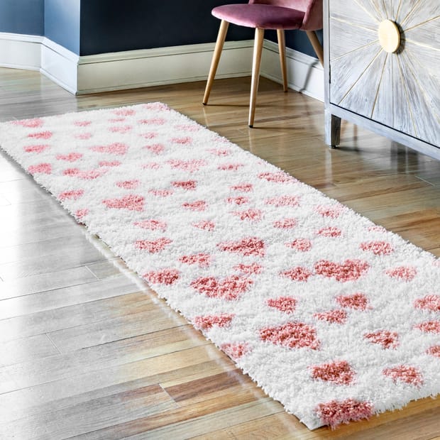 Cloudy Warm Hearts Pink Rug, Solid Color Area Rugs 10×14