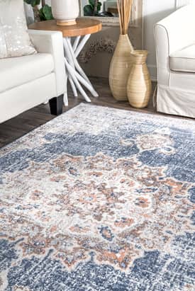Details about   Aydan Medallion Ivory Blue Traditional Runner Rug 80x300cm **FREE DELIVERY 