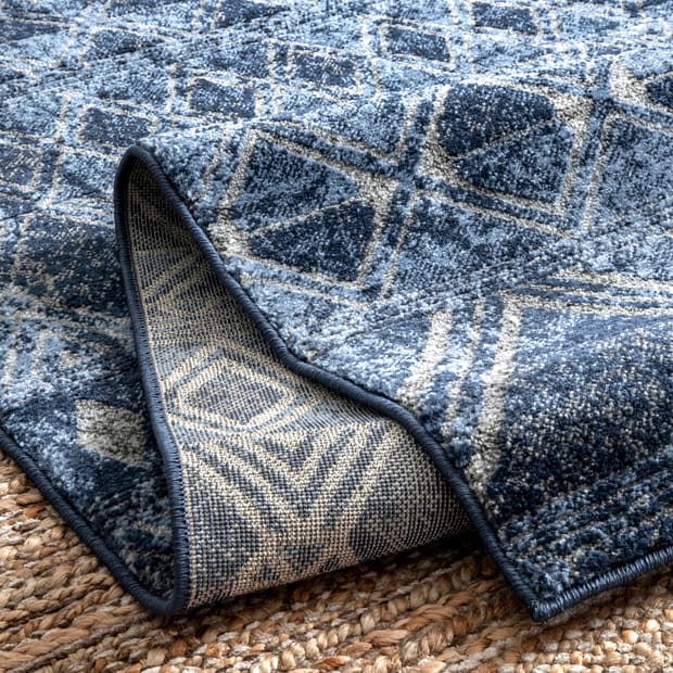 Primavera Banded Geometric Navy Rug